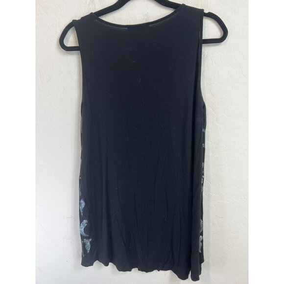 u-knit Tunic Tank Sequin Embellished Tank Top Women L Black Silver Sequins Stret - Picture 4 of 6